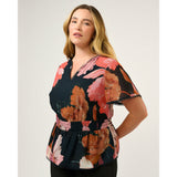Estelle Elena Floral Top in Navy/Peony