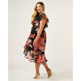Estelle Elena Wrap Front Dress in Navy/Peony