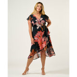 Estelle Elena Wrap Front Dress in Navy/Peony