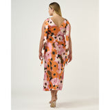 Estelle Freya Satin Dress in Peony/Mandarin