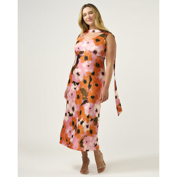 Estelle Freya Satin Dress in Peony/Mandarin