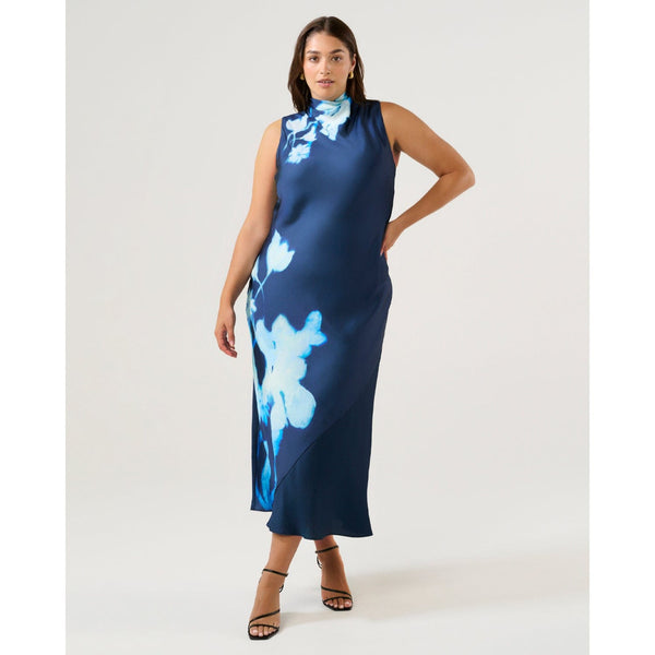 Estelle Mayla High Neck Dress in Midnight Blue Azure