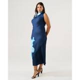 Estelle Mayla High Neck Dress in Midnight Blue Azure