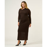 Estelle Naomi Textured Mesh Dress in Brown