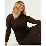 Estelle Naomi Textured Mesh Dress in Brown