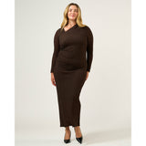 Estelle Naomi Textured Mesh Dress in Brown
