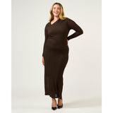 Estelle Naomi Textured Mesh Dress in Brown