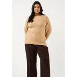 Estelle Remi Ribbed Knit Top In Beige