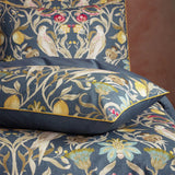 EW by Edinburgh Weavers Songbird Traditional Floral Piped Pillowcase Pair Navy