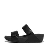 FitFlop Lulu Adjustable Leather Slides in All Black