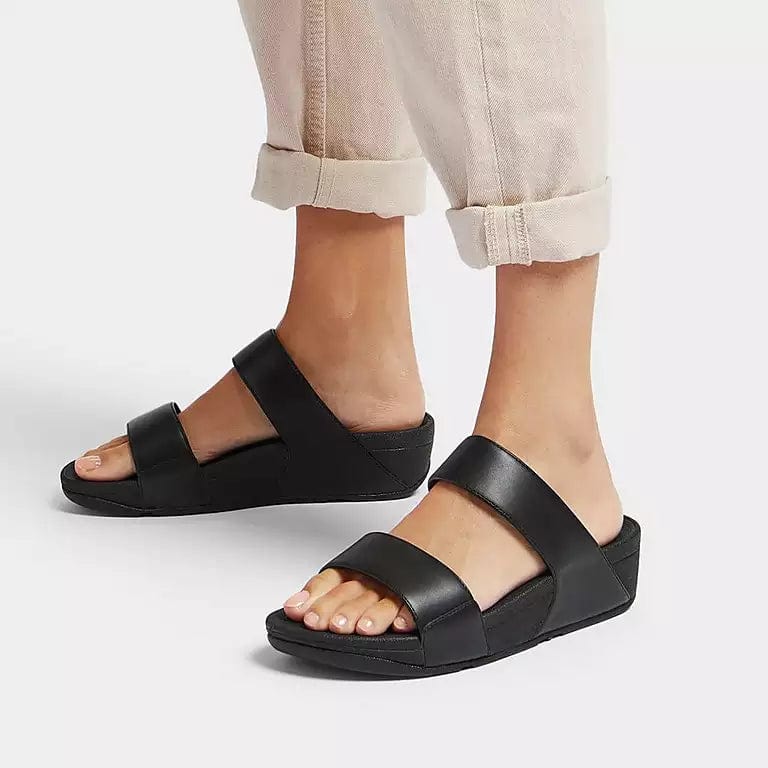 FitFlop Lulu Adjustable Leather Slide Sandals - All Black main image 1