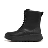 FitFlop F-MODE Leather Lace-Up Flatform Ankle Boots In Black
