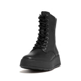 FitFlop F-MODE Leather Lace-Up Flatform Ankle Boots In Black
