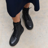 FitFlop F-MODE Leather Lace-Up Flatform Ankle Boots In Black