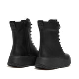 FitFlop F-MODE Leather Lace-Up Flatform Ankle Boots In Black