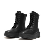 FitFlop F-MODE Leather Lace-Up Flatform Ankle Boots In Black