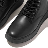 FitFlop F-MODE Leather Lace-Up Flatform Ankle Boots In Black