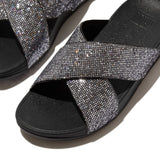 FitFlop LULU Glitterball Cross Slides In Silver