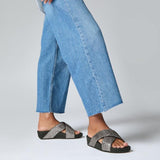 FitFlop LULU Glitterball Cross Slides In Silver