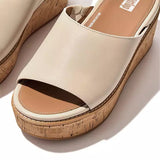 FitFlop Eloise Cork-Wrap Leather Wedge Slides Stone Beige