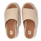 FitFlop Eloise Cork-Wrap Leather Wedge Slides Stone Beige