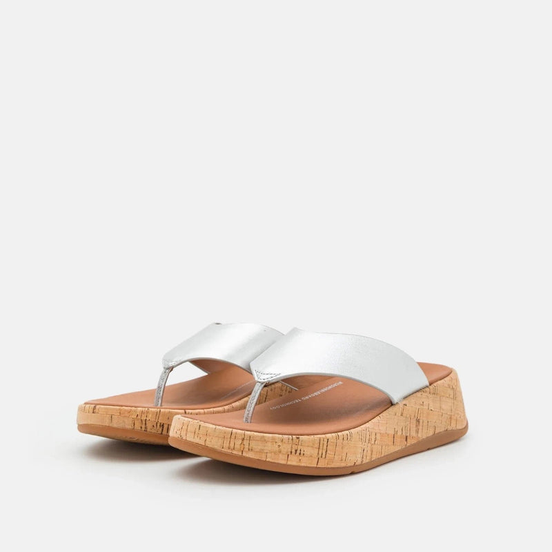 FitFlop F Mode FlatForm Toe Post Sandals Silver