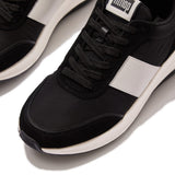 FitFlop F-mode Flow Fabric/suede/leather Flatform Sneakers In Black