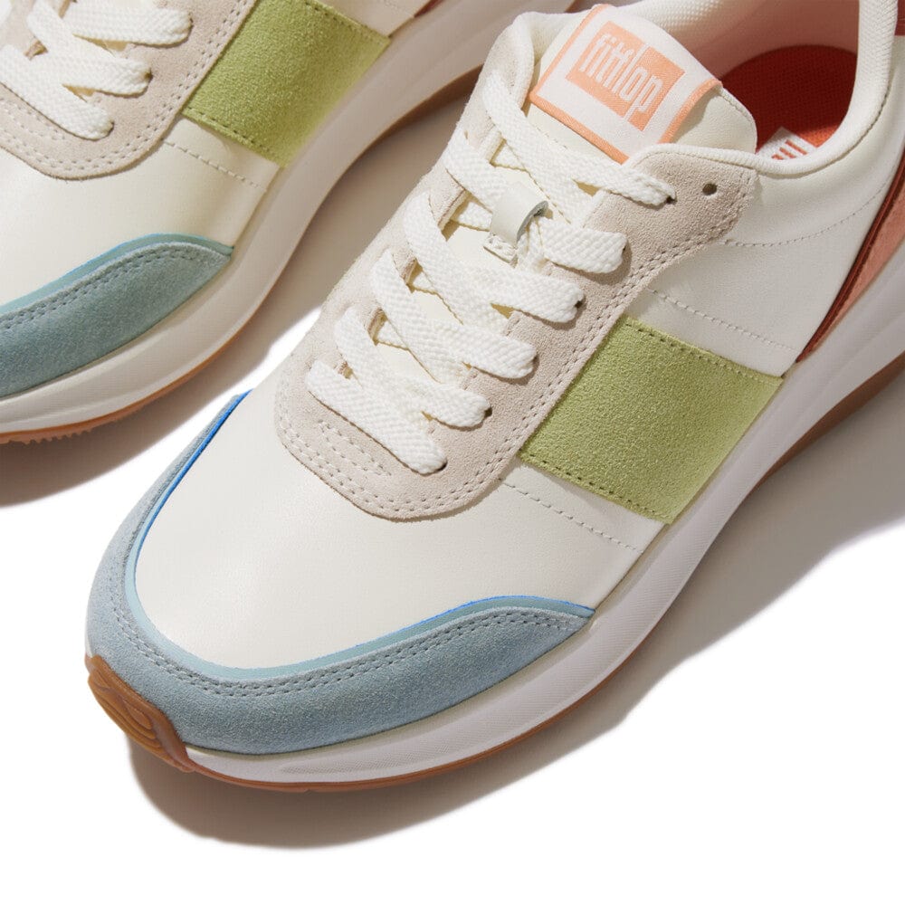 FitFlop F-MODE Flow Suede-Mix Flatform Sneakers In Apricot