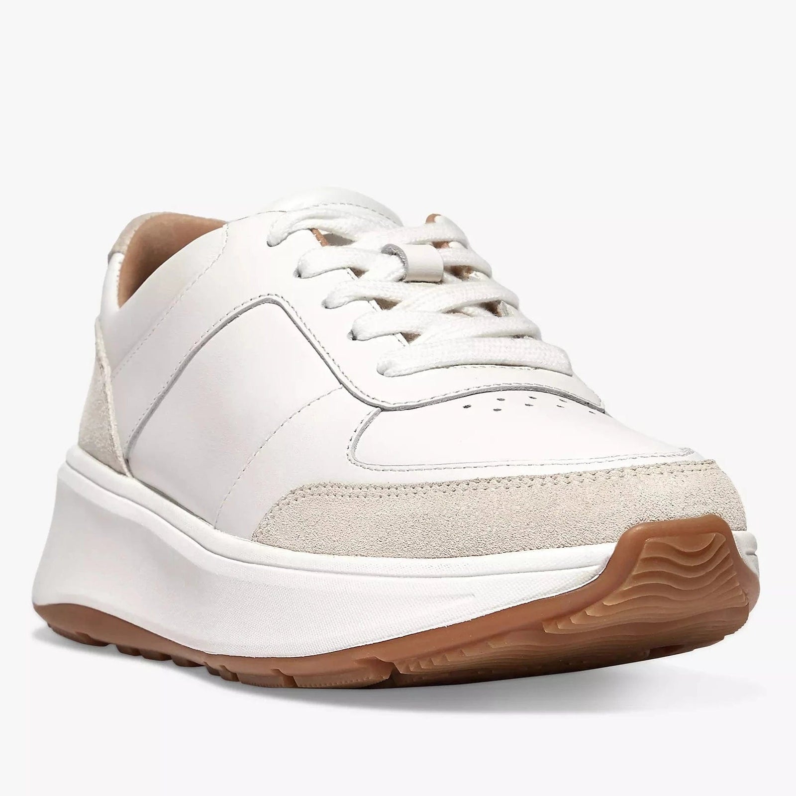 FitFlop Fmode Leather Chunky Trainers, Urban White