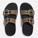 FitFlop GEN-FF Buckle Graphic-Weave Two-Bar Slides In Black