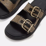 FitFlop GEN-FF Buckle Graphic-Weave Two-Bar Slides In Black