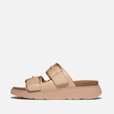 FitFlop Gen-Ff Buckle Two-Bar Leather Slides in Classic Beige