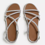 FitFlop GRACIE Crystal Strappy Back-Strap Sandals In Silver