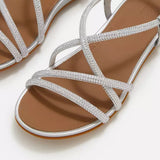 FitFlop GRACIE Crystal Strappy Back-Strap Sandals In Silver