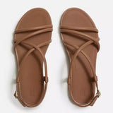 FitFlop GRACIE Leather Strappy Back-Strap Sandals In Classic Tan