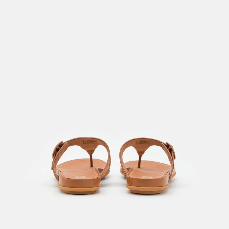 FitFlop Gracie Matt-Buckle Leather Toe-Post Sandals Light Tan