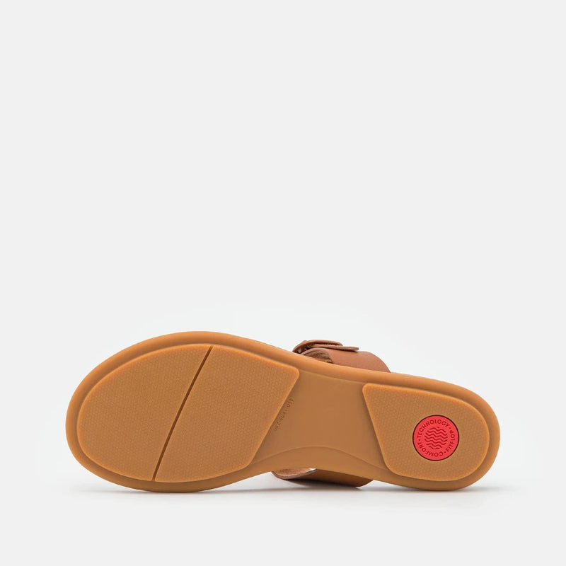 FitFlop Gracie Matt-Buckle Leather Toe-Post Sandals Light Tan