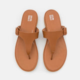 FitFlop Gracie Matt-Buckle Leather Toe-Post Sandals Light Tan
