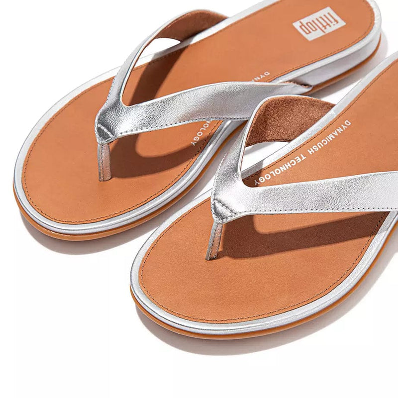 Metallic leather flip deals flops