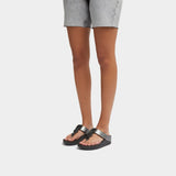 FitFlop Halo Bead-Circle Metallic Toe-Post Sandals In Pewter Black