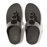 FitFlop Halo Bead-Circle Metallic Toe-Post Sandals In Pewter Black