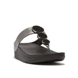 FitFlop Halo Bead-Circle Metallic Toe-Post Sandals In Pewter Black