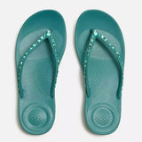 FitFlop IQUSHION Multi-Crystal Ergonomic Flip-Flops In Teal