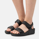 FitFlop LuLu Adjustable Leather Sandals Black