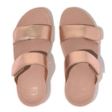 FitFlop LuLu Adjustable Leather Slides Rose Gold