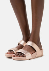 FitFlop LuLu Adjustable Leather Slides Rose Gold