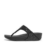 FitFlop Lulu Glitter Toe-Post Sandals in Black Glitter