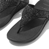 FitFlop Lulu Glitter Toe-Post Sandals in Black Glitter