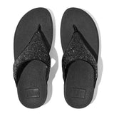 FitFlop Lulu Glitter Toe-Post Sandals in Black Glitter