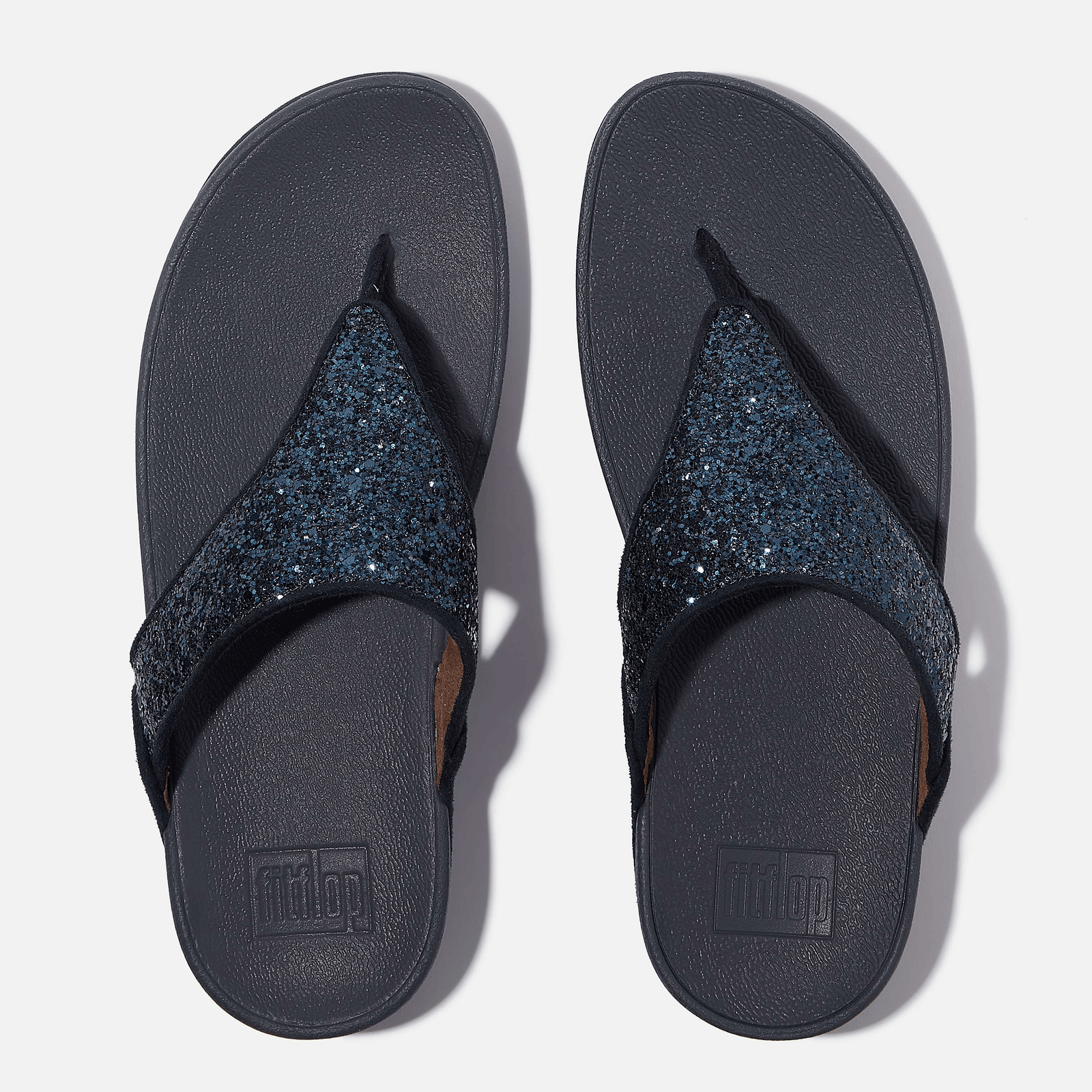 FitFlop Lulu Glitter Toe-Post Sandals in Midnight Navy